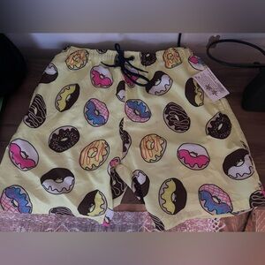 #36. Mens Donut Print Yellow Swim Shorts